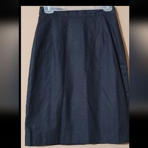Vintage Adolfo International Black Linen Pencil Skirt Size 8